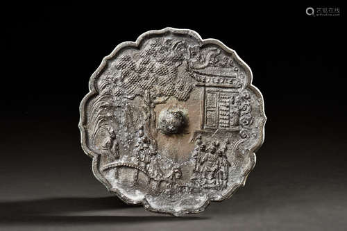 ARCHAIC BRONZE CAST 'PEOPLE' MIRROR