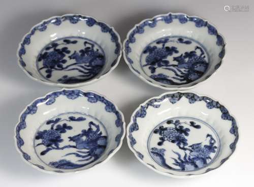 Four 17/18th C. Chinese Blue and White Dishes