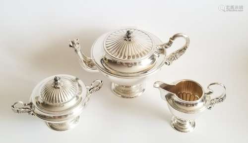 19C Austrian Silver Tea Set Swan Swan Handles