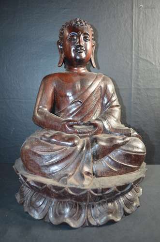 Chinese Wu Mu Wood Carved Buddha