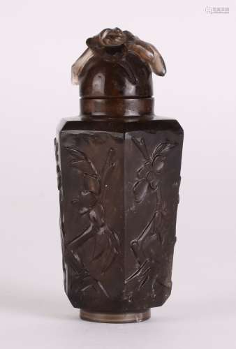 19th C. Chinese Smoked Crystal Snuff Bottle