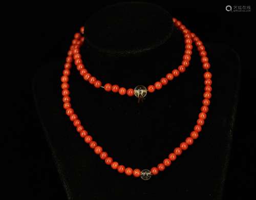 Chinese Red Aka Coral Necklace