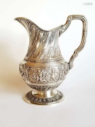 Antique Repousse Silver German Water Pitcher