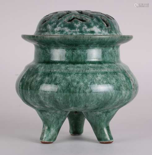 Japanese Turquoise Glazed Poetry Incense Burner