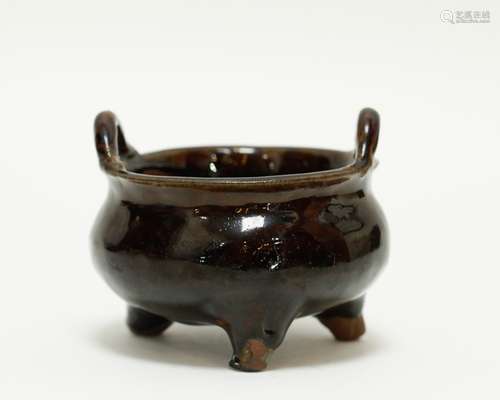 Late 18th C. Chinese Yixing Zisha Censer w/ Bronze