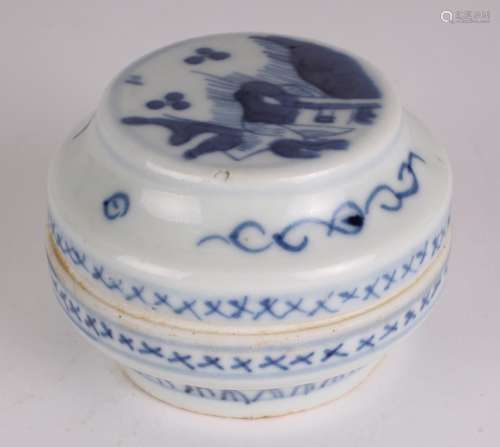 19th C. Chinese Blue & White Porcelain Ink Box