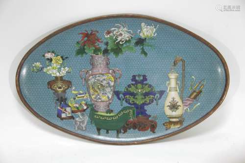 \\18/19th C. Chinese Very Large cloisonn?Trays