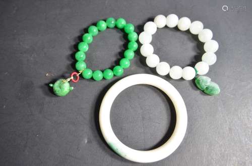 3 Pieces of Chinese Jade Bangle & Bracelet