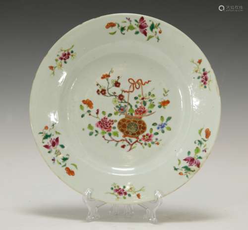 18th C. Chinese Export Porcelain Famill Rose Plate