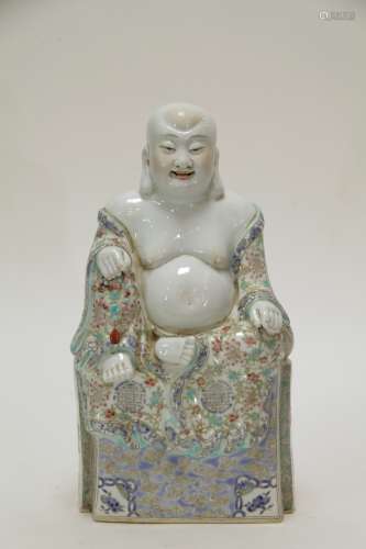 Chinese Famille Rose Porcelain Seating Buddha