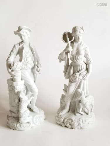 Pair Bisque Porcelain Sevres Style Figurines