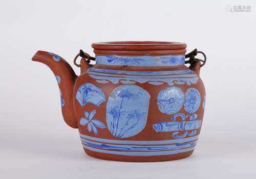 Chinese Yixing Zisha Enameled Teapot