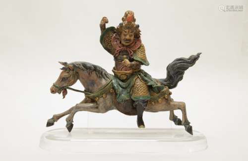 Chinese Ming Style Glazed Ceramic Figure on Horse