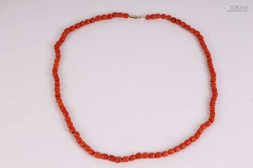 Coral Beads Necklace w/ 14K Gold