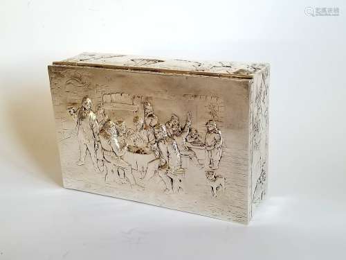 19C Large Repousse Silver German Box Humidor