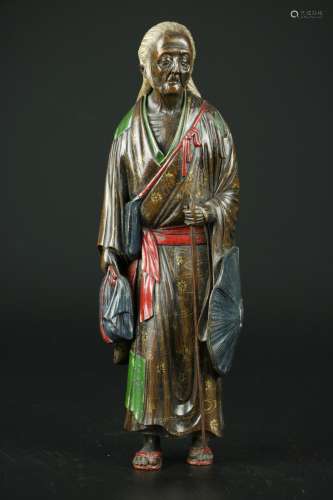 18/19th C. Japanese Polychrome Wood Lady