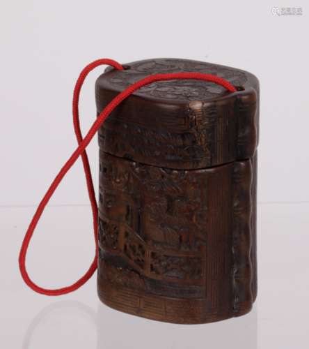 Chinese Wood Carved Opium Box