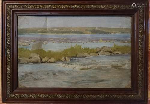 Antique landscape oil on canvas by Uriy Pavlovich