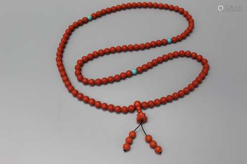 Buddhist prayer bead necklace.