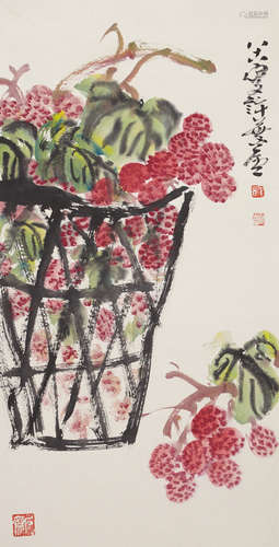 Chinese water color painting on paper, signed Xu Linlu.