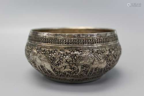 Antique Indian silver bowl.