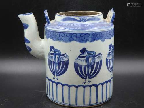 Chinese blue and white porcelain teapot.