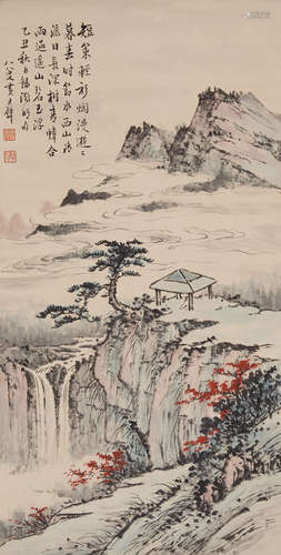 Chinese ink painting on paper scroll, signed Huang