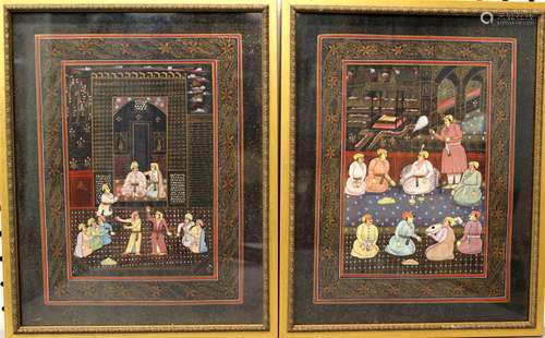 Pair of Indian miniature painting on paper.