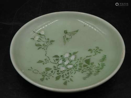 Chinese celadon porcelain dish.