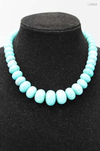 Turquoise bead necklace.