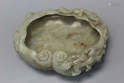 Chinese carved jade brush washer.