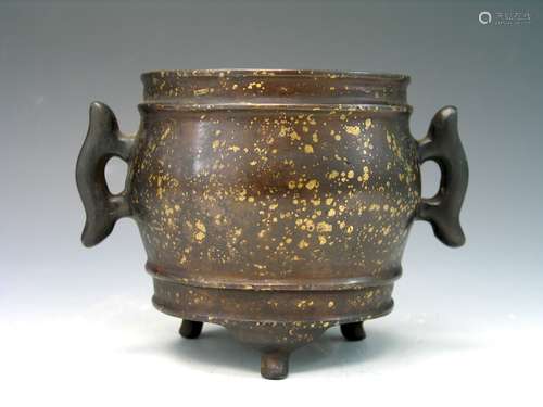 Chinese splash gilt bronze censer.