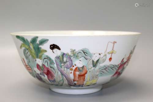 Chinese famille rose porcelain bowl, Guangxu mark.