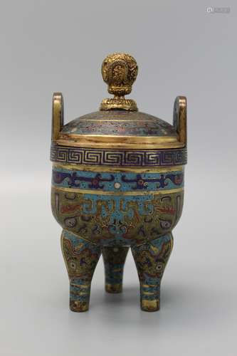 Chinese cloisonne incense burner, Qianlong mark.