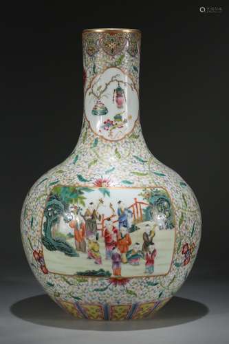 Chinese famille rose porcelain vase, Qianlong mark.