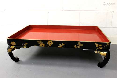 Large Japanese lacquer tea table.