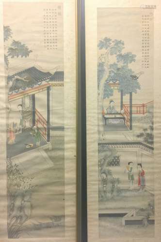 Two Chinese water color painting on paper, Signed Kang