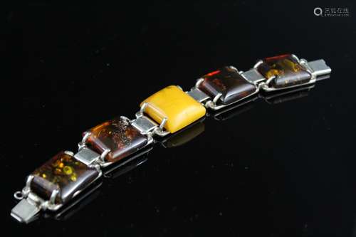 Amber sterling silver bracelet.