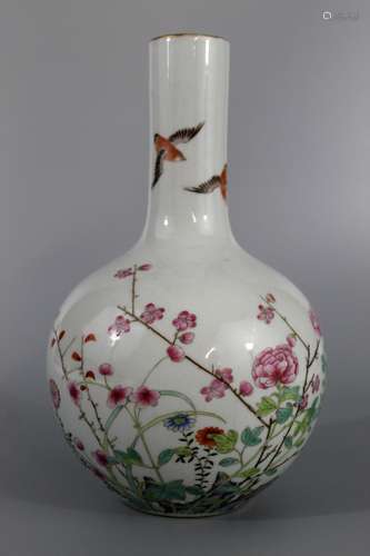 Chinese famille rose porcelain vase, Qianlong mark.