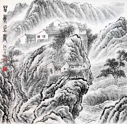 Chinese ink painting on paper, signed Zhang Ding.