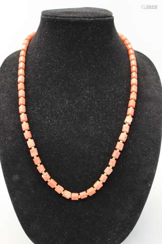 Red coral bead necklace.