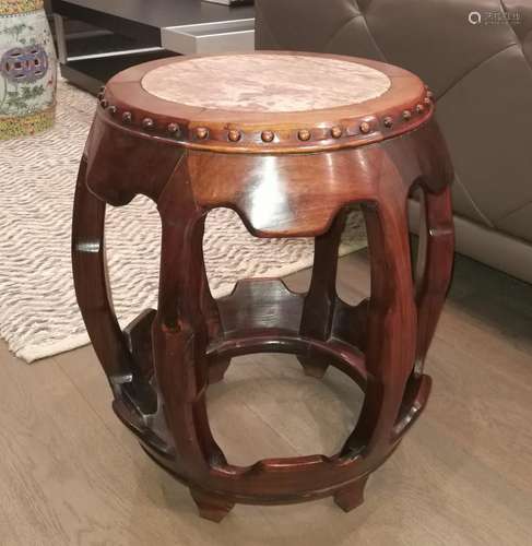 Qing Dynasty Chinese Rosewood Drum Stool