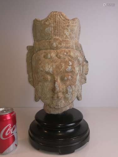 Ancient Chinese Stone Carving Buddha Head