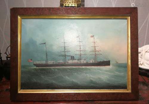 Chinese School Oil Painting Ship Circa 1880