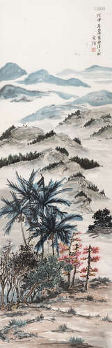 陈宗瑞 南洋风光画 立轴 设色纸本