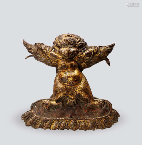 17-18世纪 大鹏展翅铜鎏金像