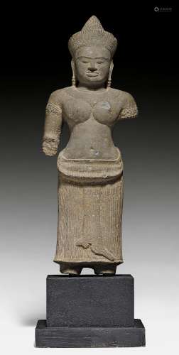 A STANDING SANDSTONE FIGURE OF UMA.