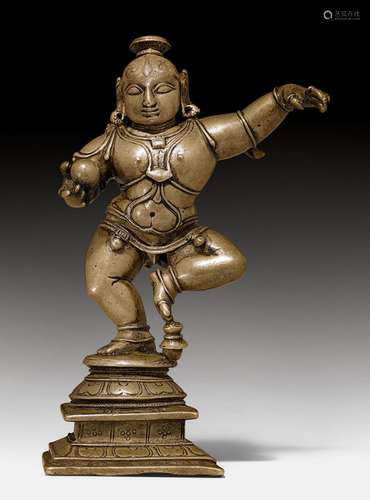 A CHARMING BRONZE FIGURE OF BALA KRISHNA.