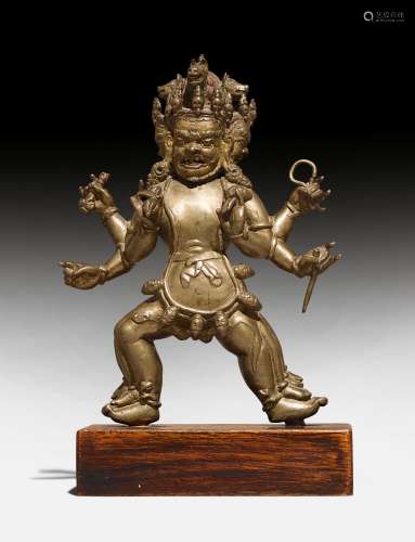 A BRONZE FIGURE OF THE SIX-ARMED HAYAGRIVA.