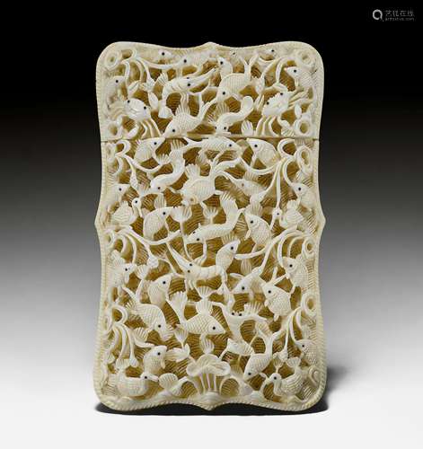 AN IVORY CARD CASE.